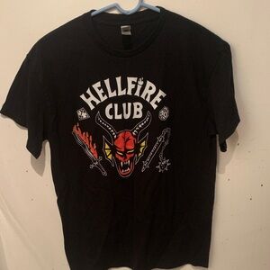 Awesome Hell Fire Motorcycle Club Black Graphic T-Shirt 100% Cotton SZ Medium
